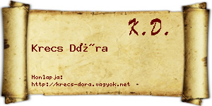 Krecs Dóra névjegykártya